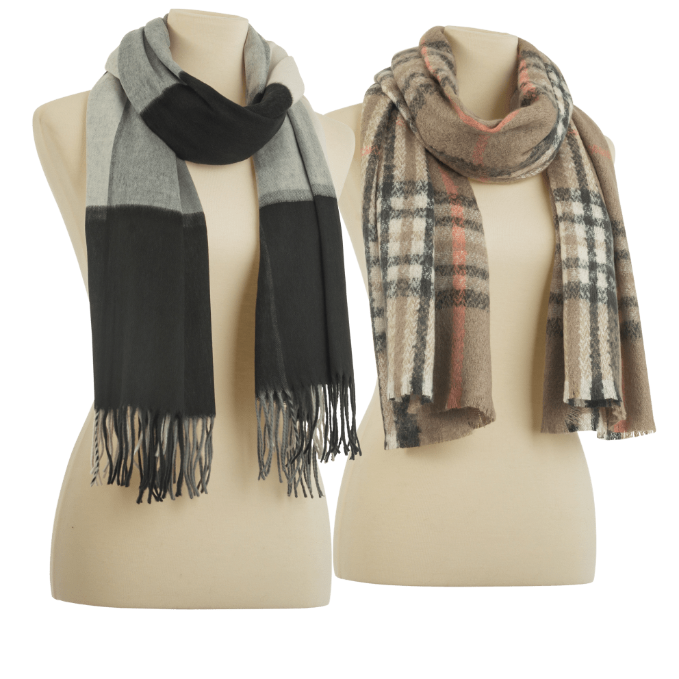 Black/Grey/Ivory and Taupe Plaid