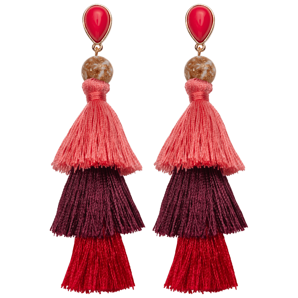 Tassel Earrings - Red