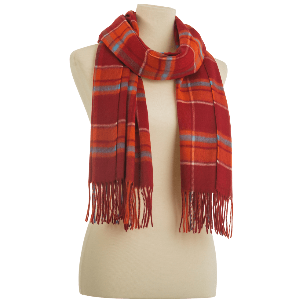 Rectangular Blanket Wrap Scarf Orange Plaid
