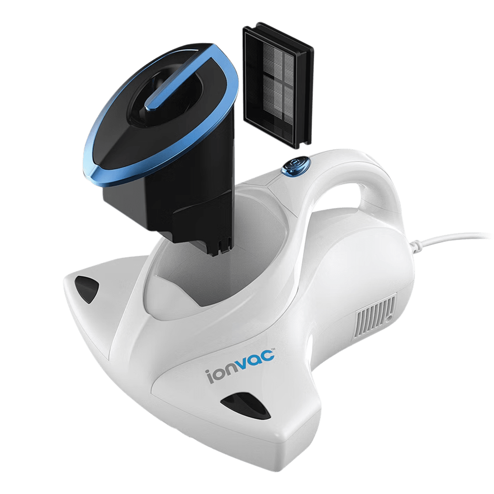 HEPA filter captures & traps dirt, pollen, pet dander, & dust mites