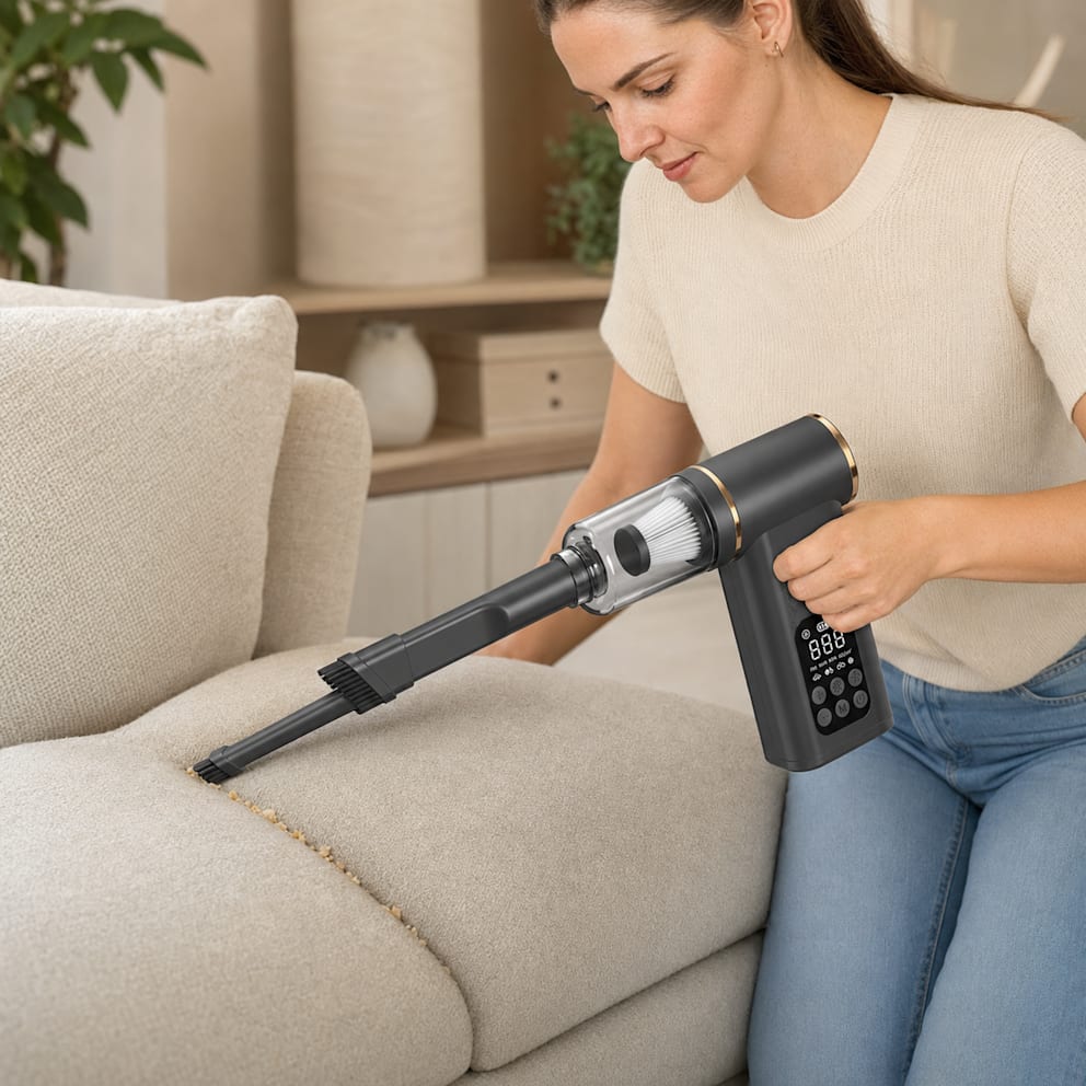 Precision nozzle reaches deep into furniture and upholstery.
