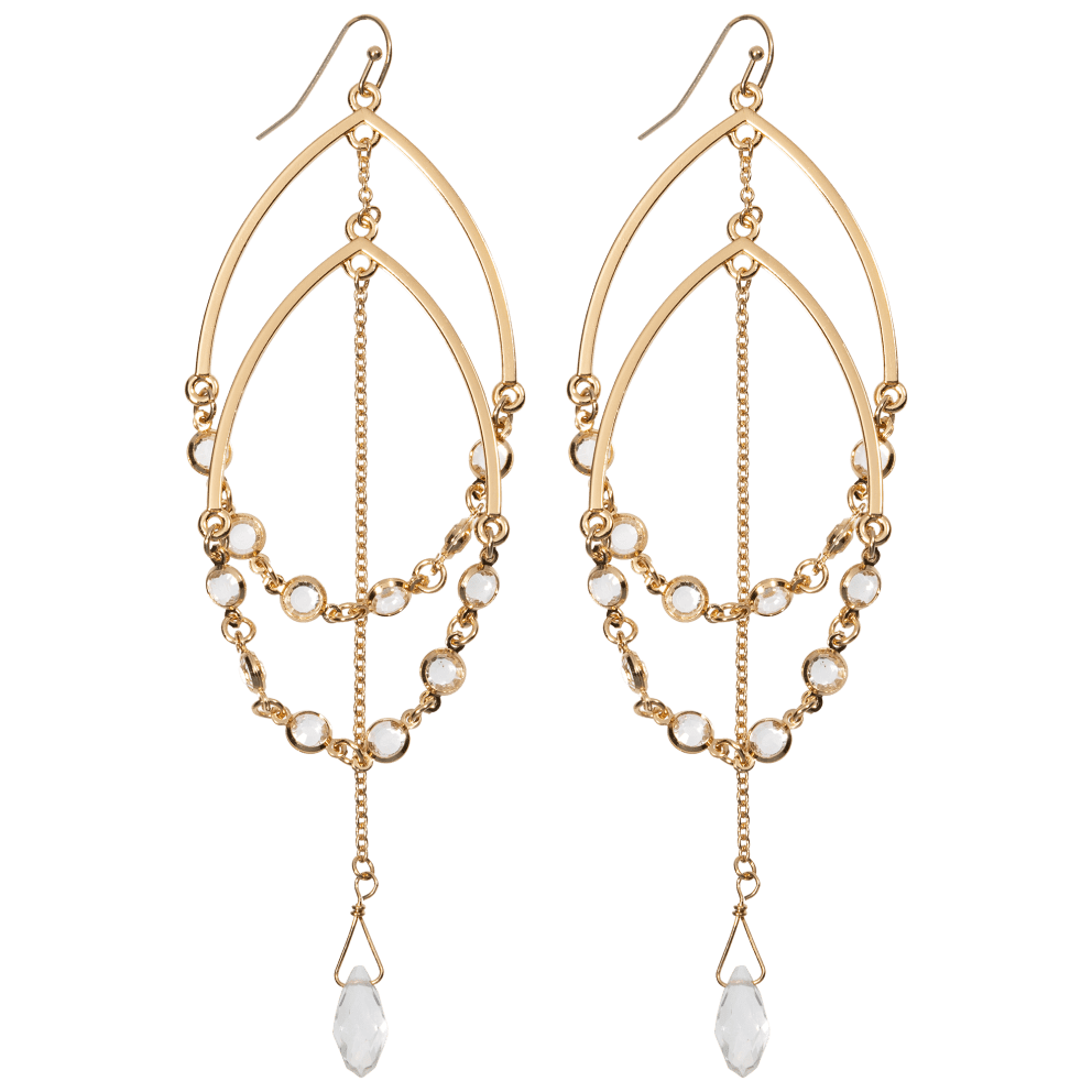 Double Teardrop Earrings - Gold Tone
