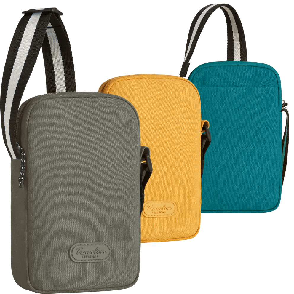 Mini Crossbody (Pictured from left to right: Oyster, Sunflower, Lagoon)