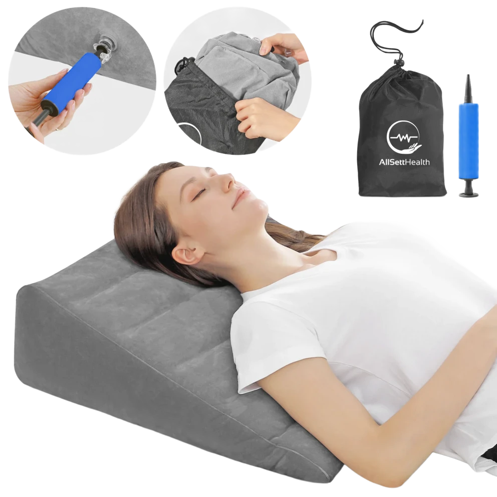 2-Pack Comfortable Elevation And Ergonomic Support Inflatable Wedge Pillows (Grey)