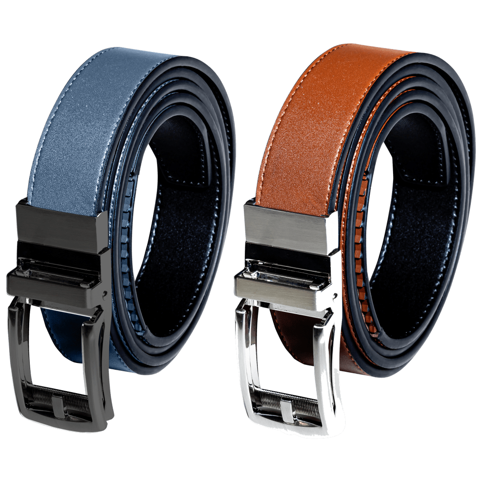 Black/Navy Strap with Black Buckle & Black/Cognac Strap with Silver Buckle