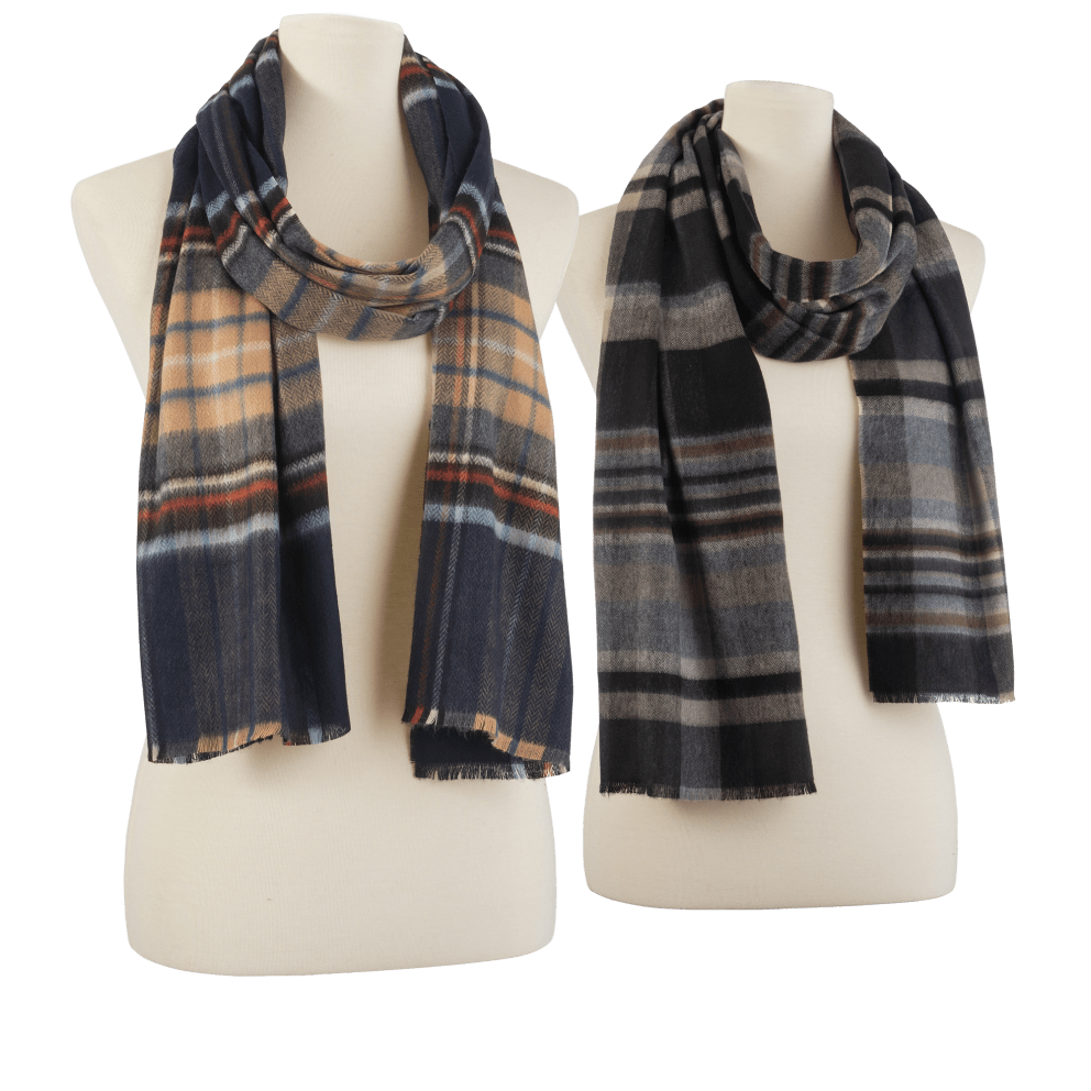 Navy/Camel Plaid or Grey Plaid