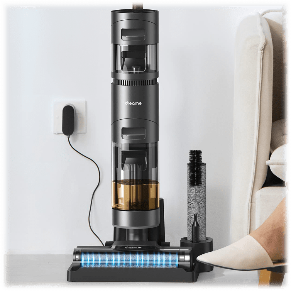 Self-cleaning roller brush maintains optimal cleaning performance without manual intervention