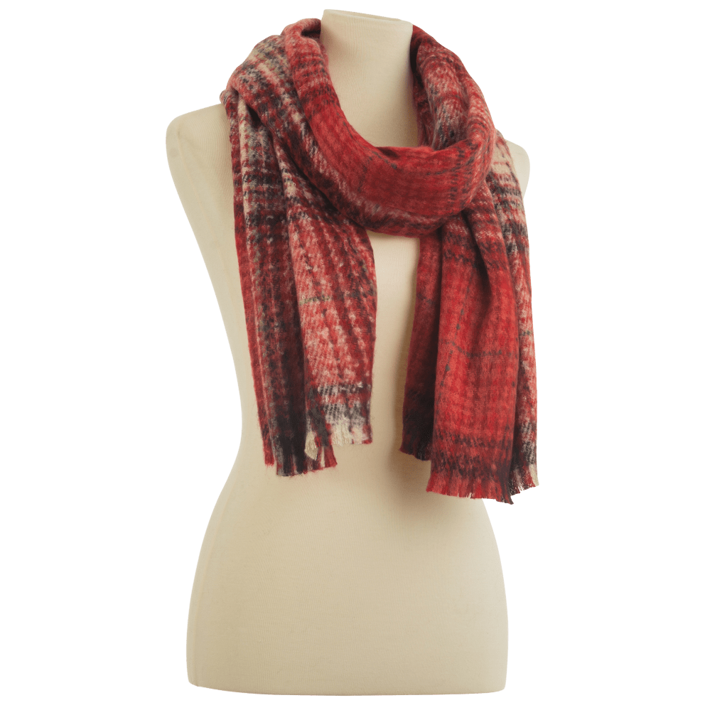 Rectangular Blanket Wrap Scarf Multi Red Plaid