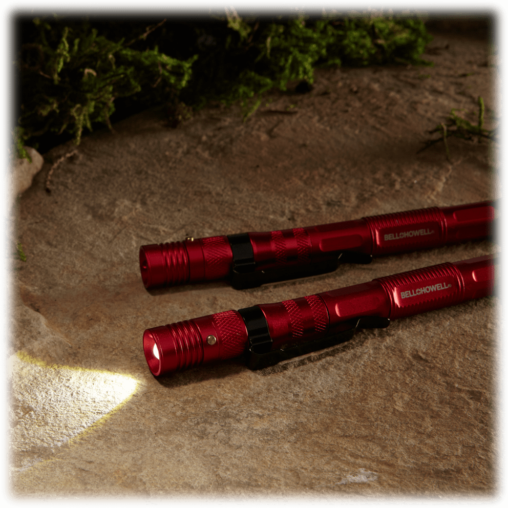 Includes 2 Multi-Function Tac Pens with zoomable flashlights