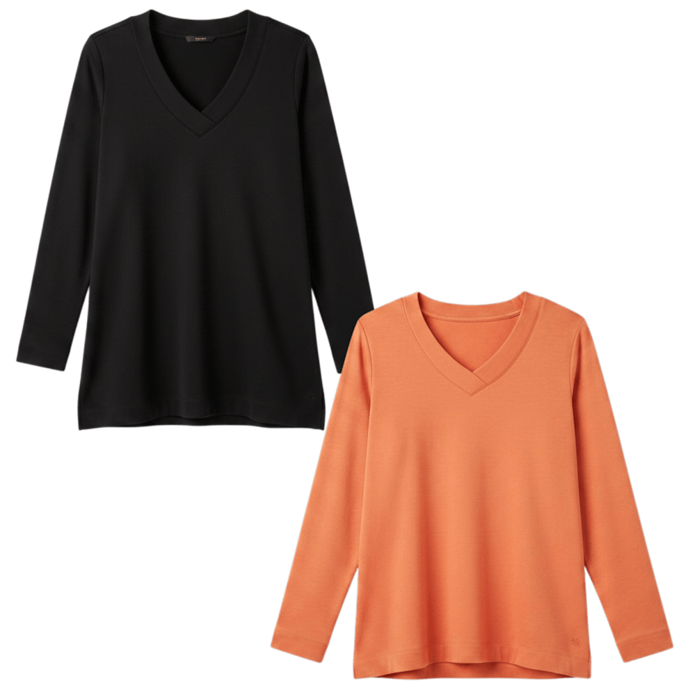 V-Neck Black + Mandarin Orange