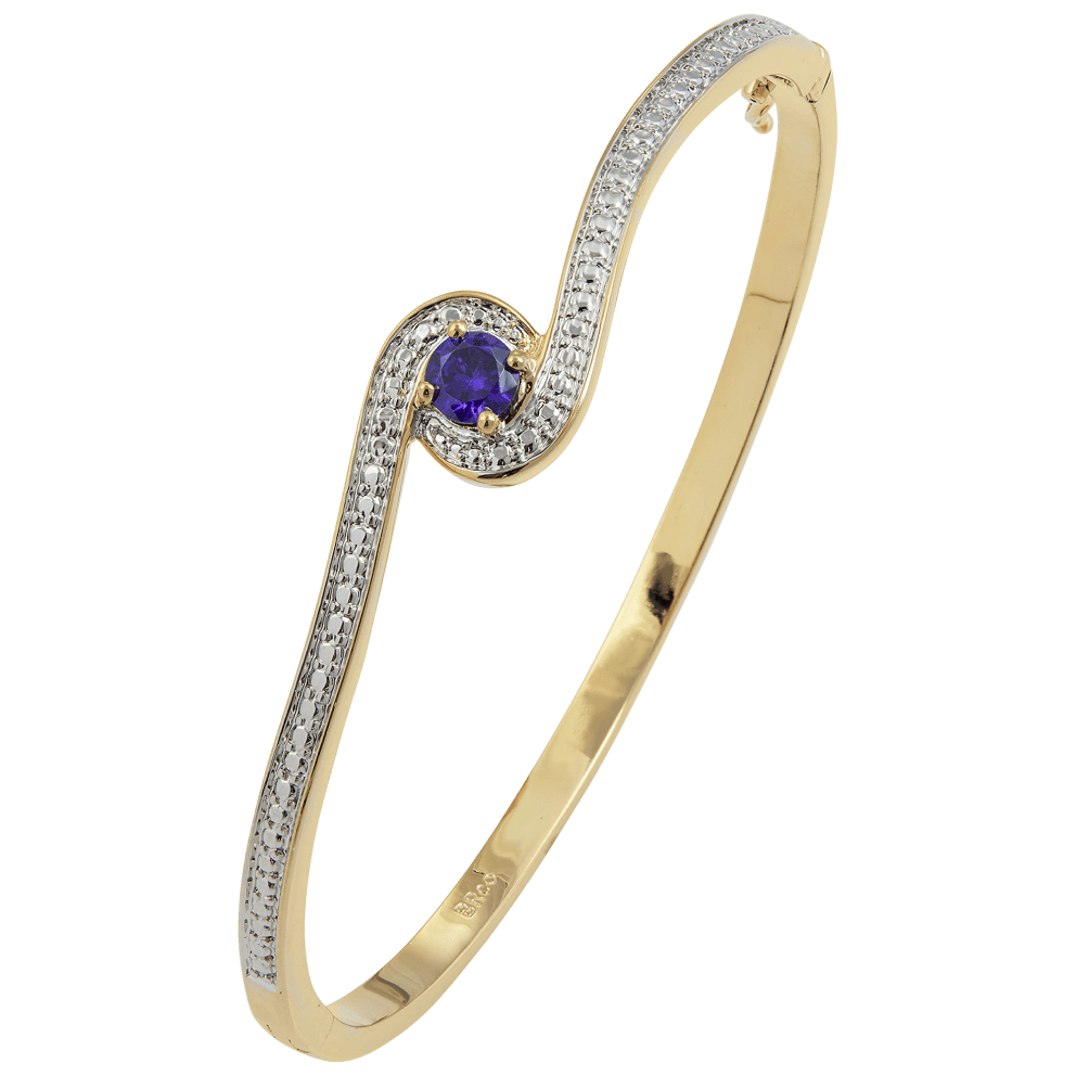 The centerpiece of this piece is the lab-created simulated birthstone, meticulously chosen to add a touch of personalized charm (Amethyst)