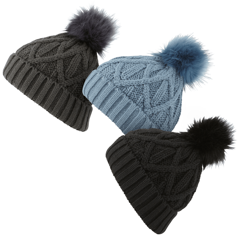 With Poms in Charcoal/Black/Pale Blue