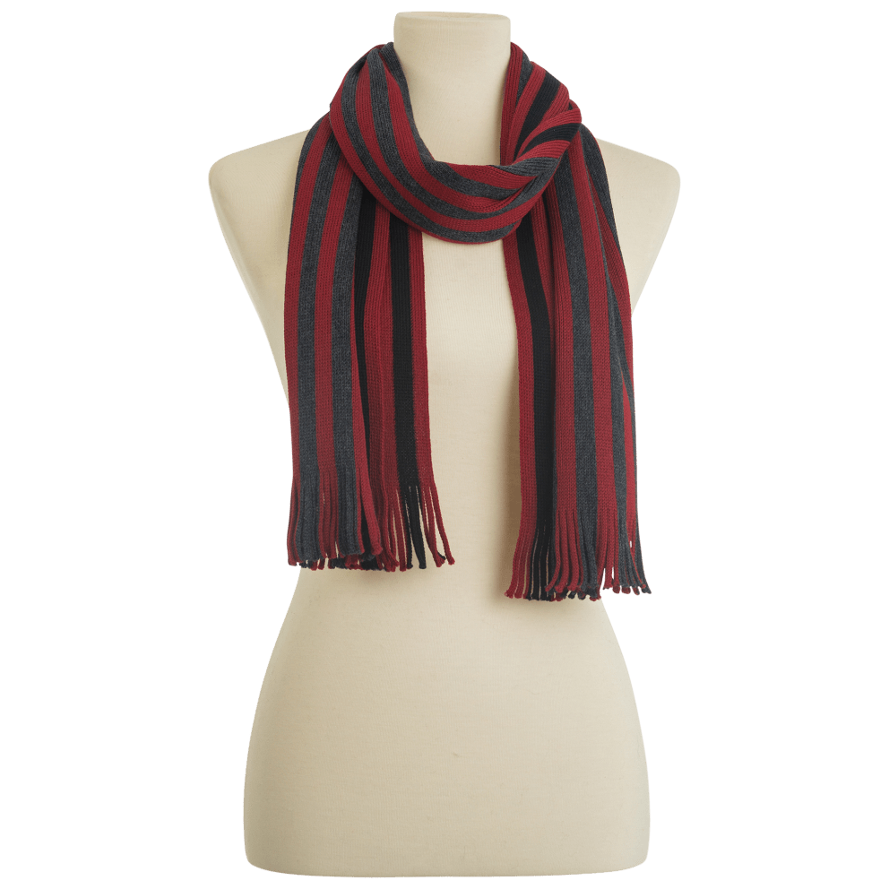 Wool Scarf Red/Grey Stripe