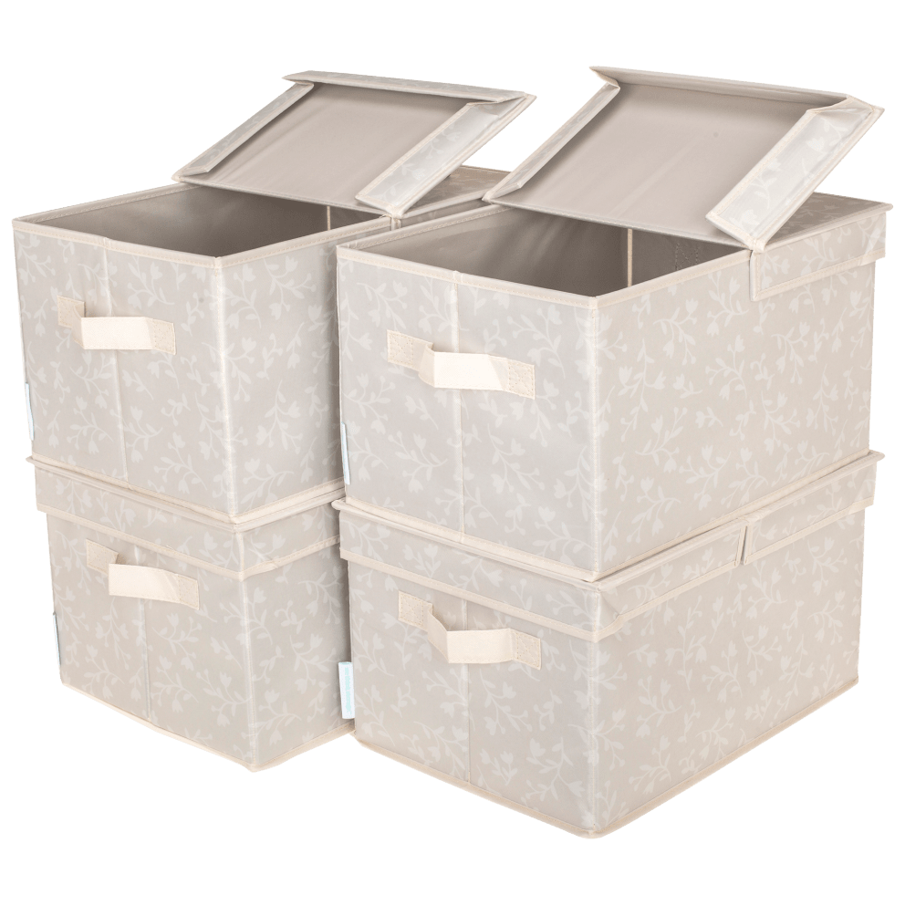4 Medium Storage Bins Color - Floral Taupe