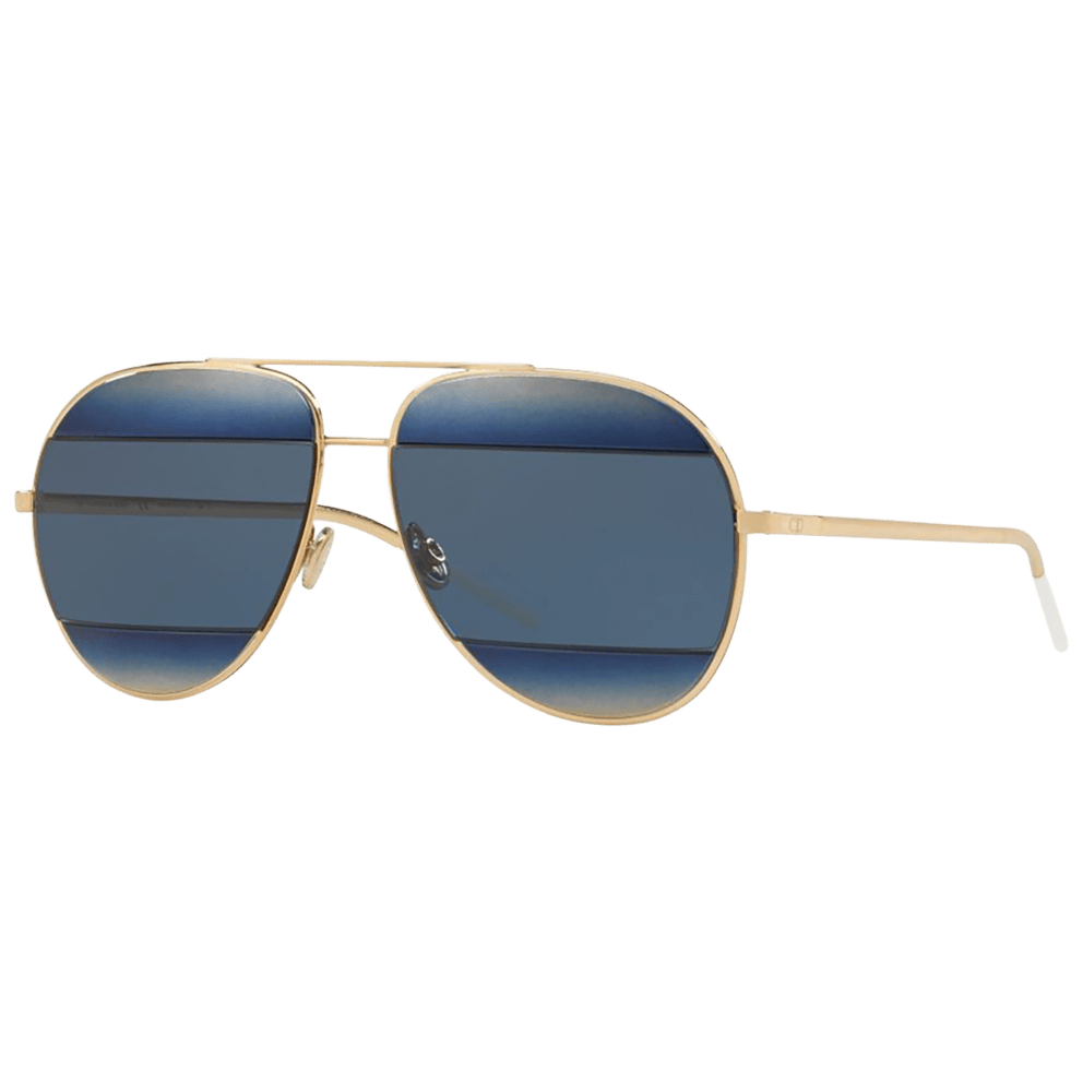 Style: Split, Frame: Gold, Lenses: Blue