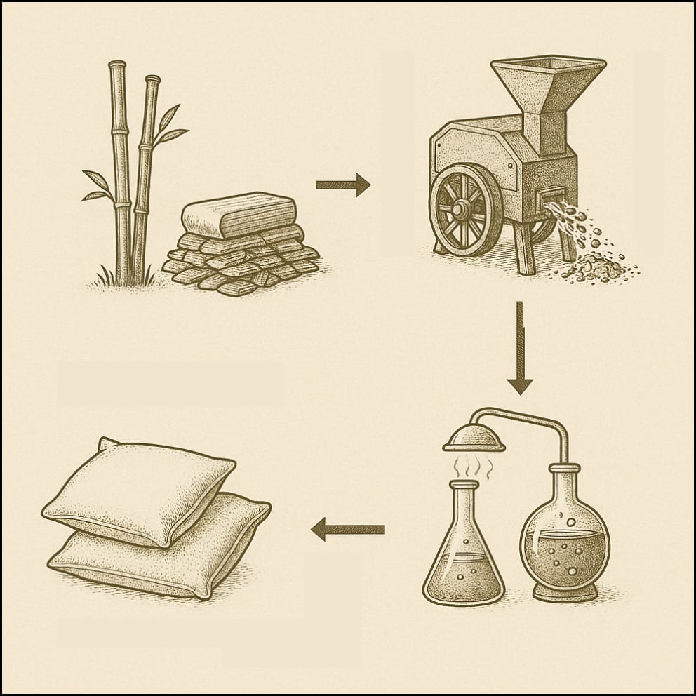 Definitely *not* how bamboo turns into pillows