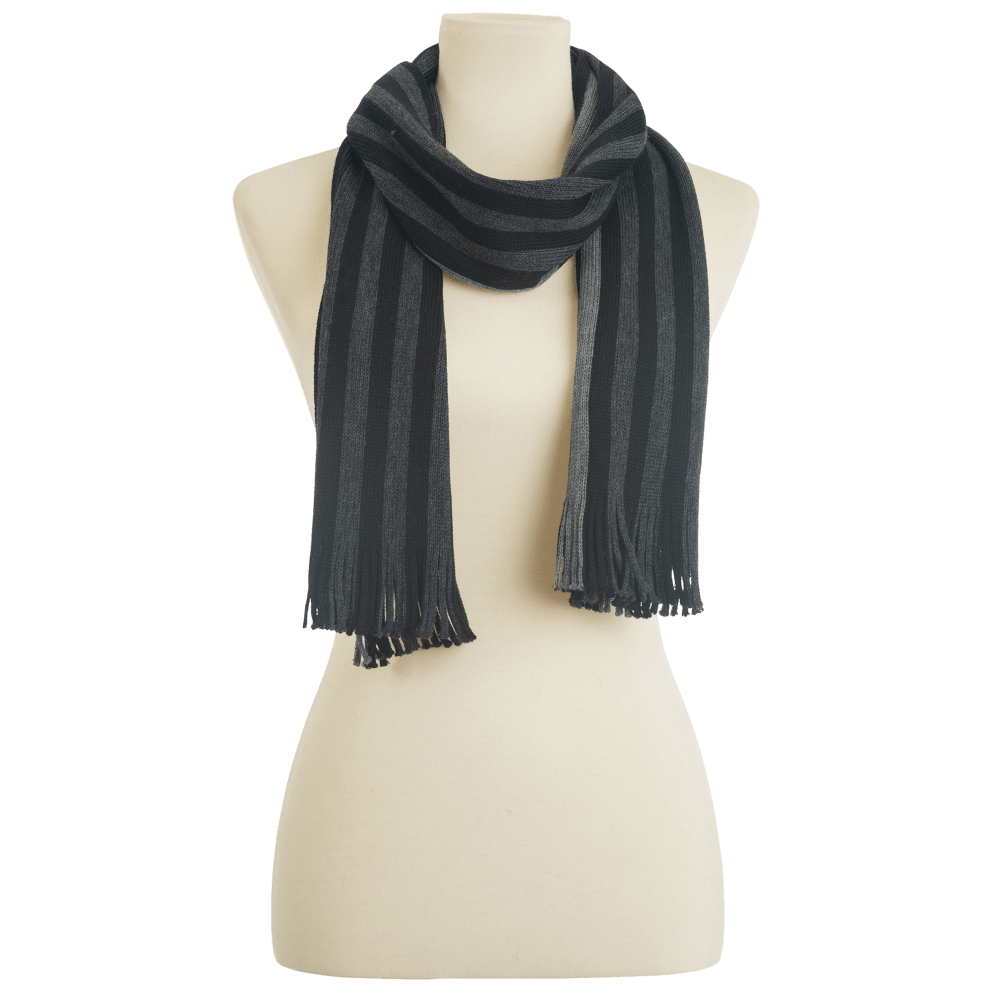 Wool Scarf Black/Grey Stripes