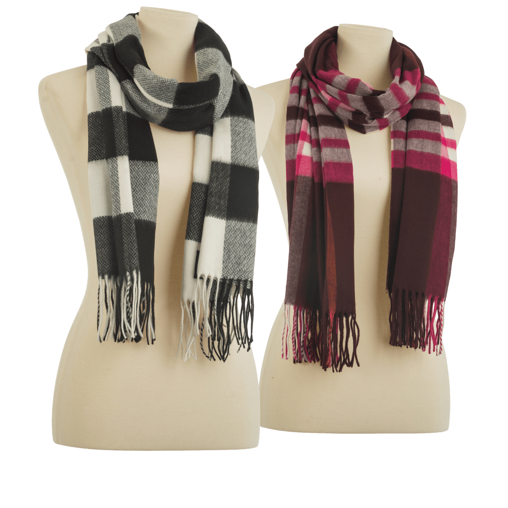 Black/White Plaid or Fuchsia/White/Maroon Plaid