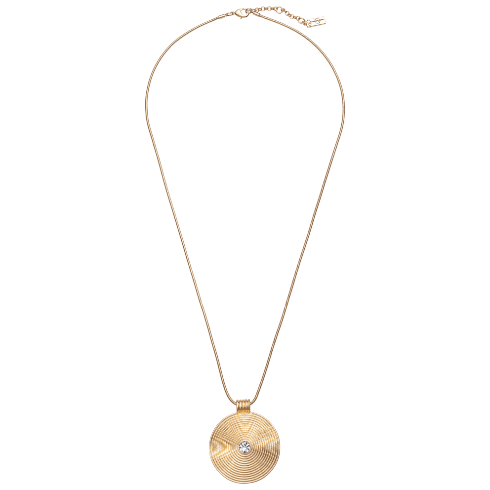 30"  Circle Lined Pendant - Gold Tone