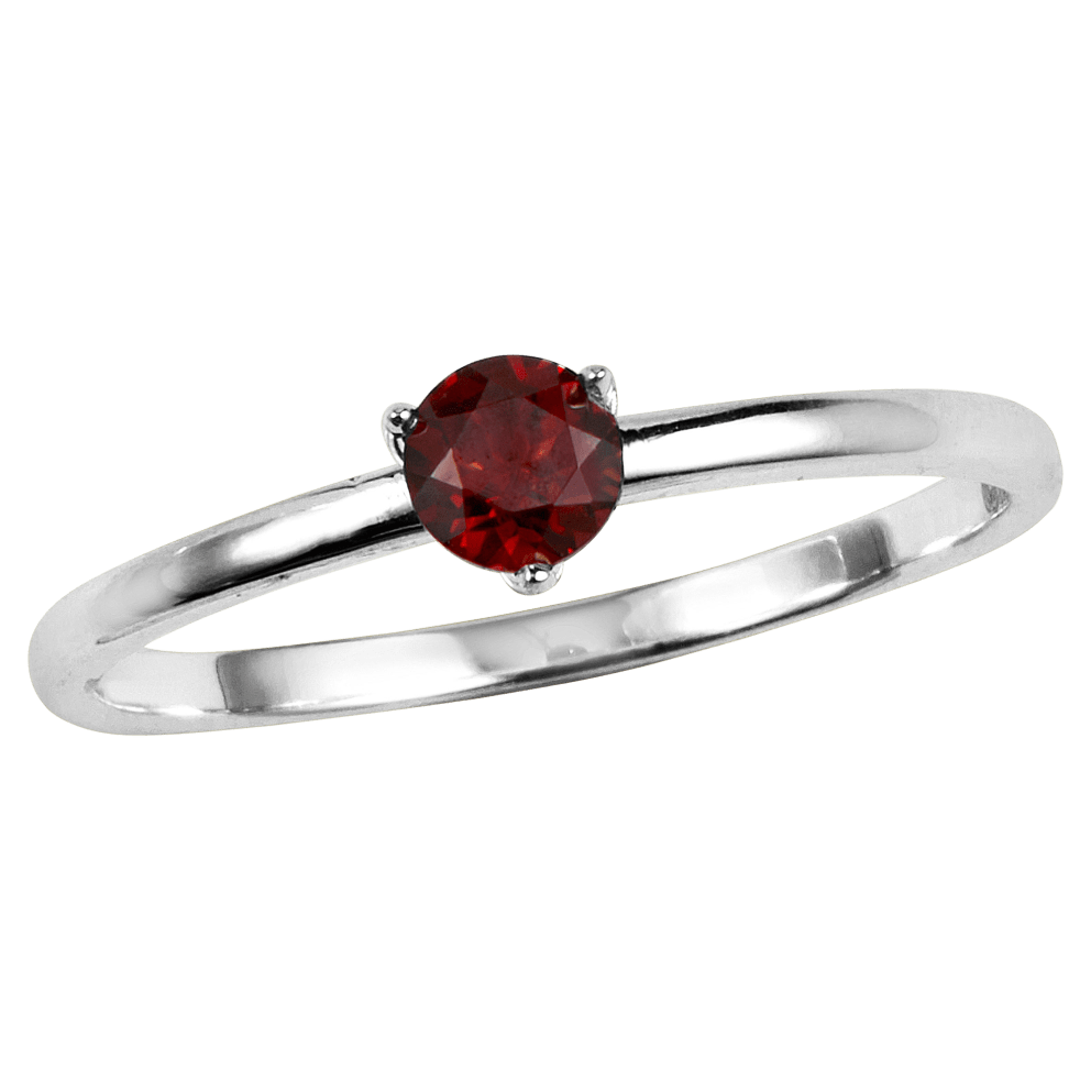 Sterling Silver Garnet Solitaire