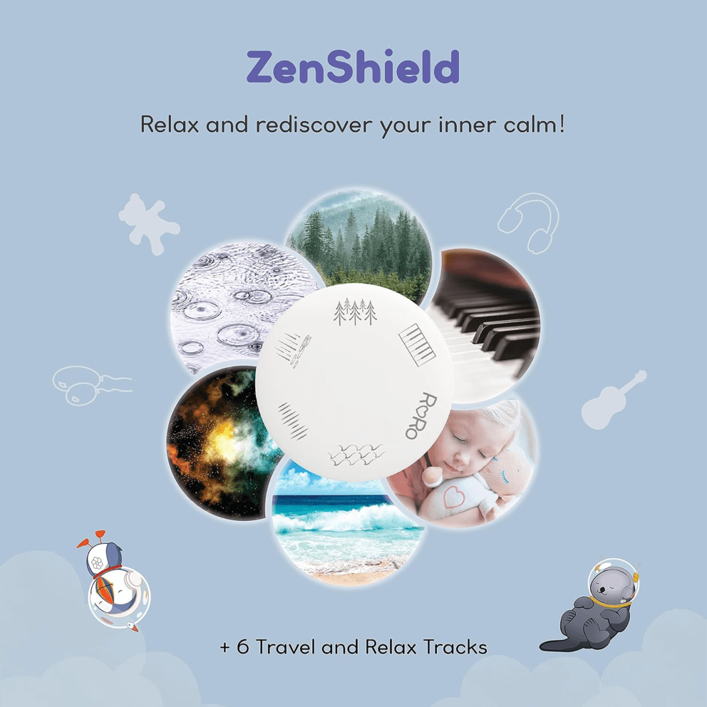 Includes 6 calming tracks for travel or relaxation