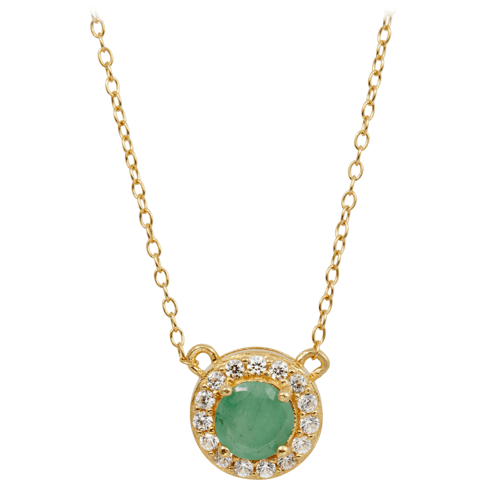 Emerald & White Topaz/18K Gold Over Sterling Silver