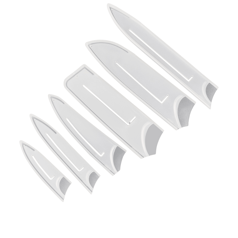 Includes fitted sheaths to prolong sharp blades