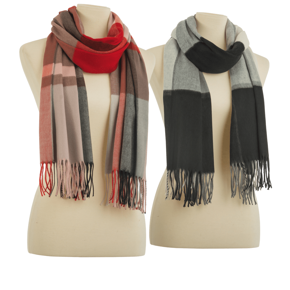 Red/Pink/Grey Plaid or Black/Grey/Ivory