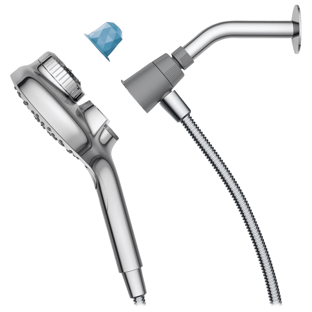 Powerful magnetic dock that allows for easy release of the handshower, as well as a secure return back into place