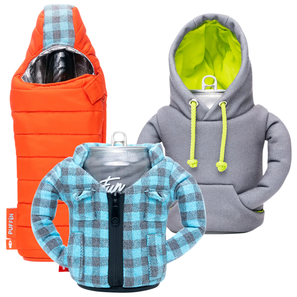 Sleeping Bag, Blue Flannel, Gray Hoodie