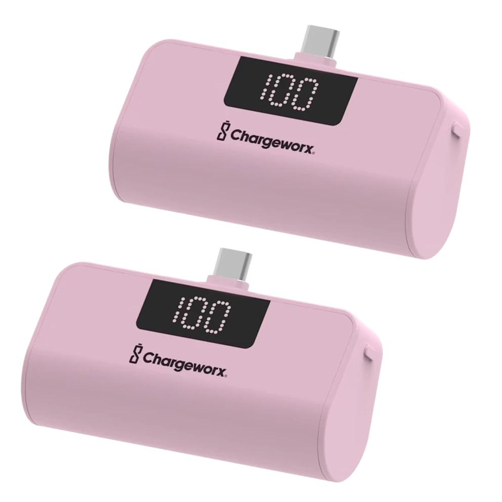 2-Pack Chargeworx 5000mAh Power Bank with USB-C Connection