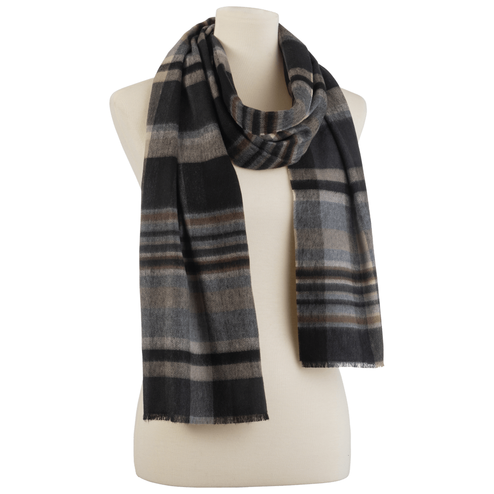 Cashmink Scarf Light/Dark Grey Plaid