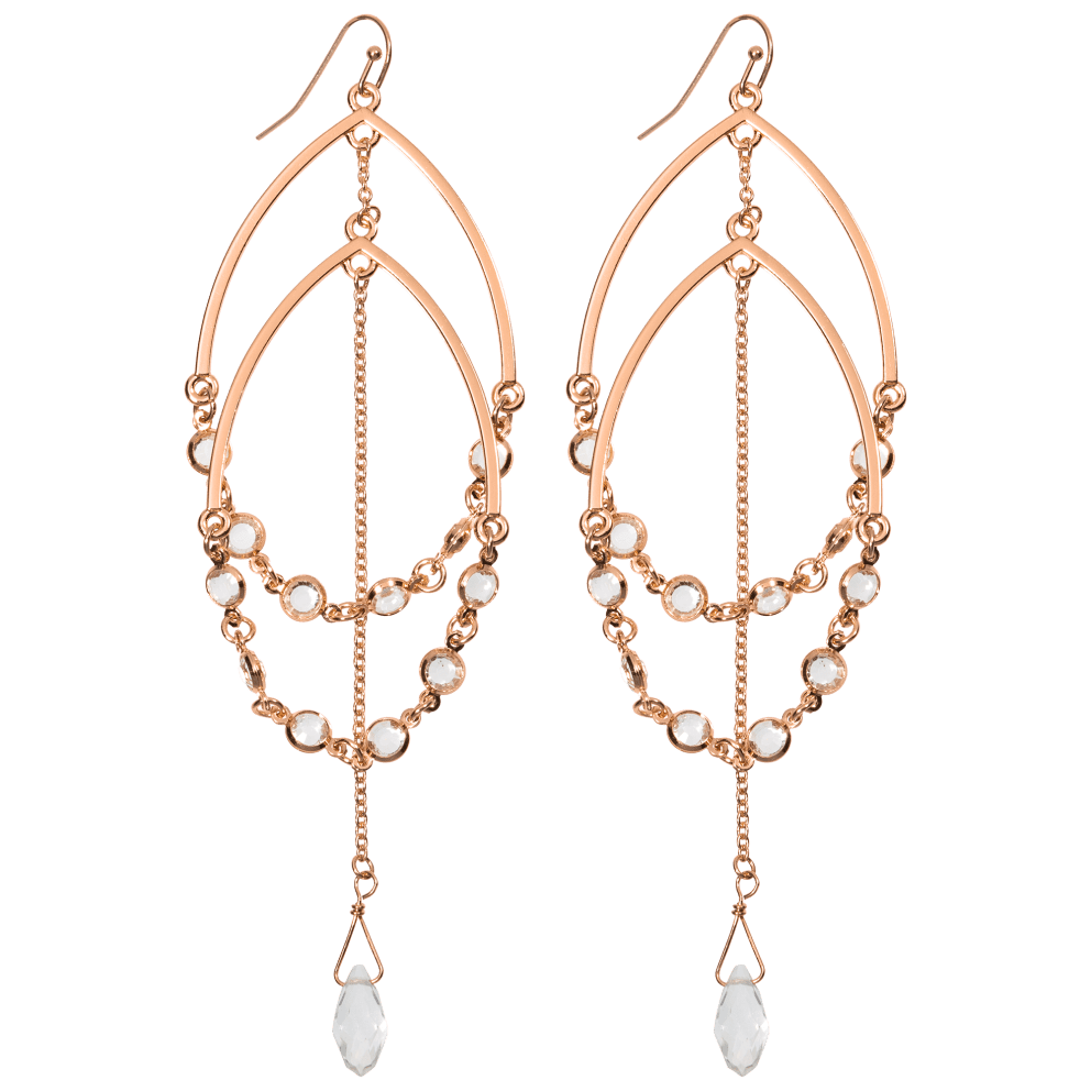 Double Teardrop Earrings - Rose Gold Tone