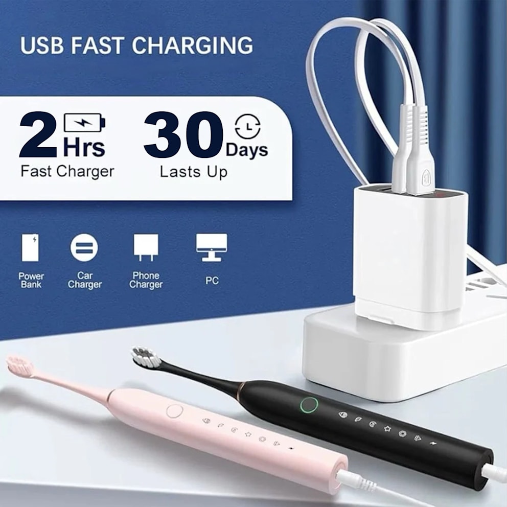 Enjoy up to 30 days of cordless brushing on a single charge.