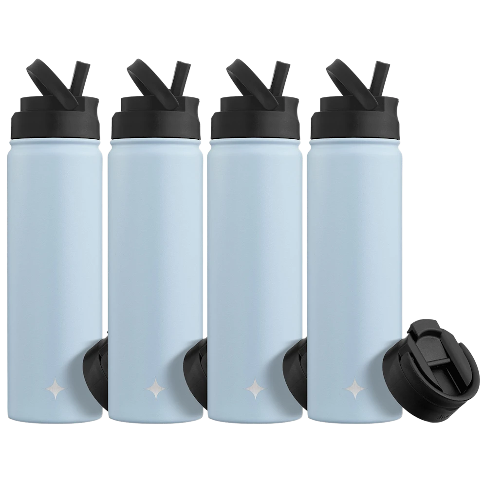 4-Pack 22-Oz JoyJolt Insulated Water Bottle w/ 2 Lids (Blue)