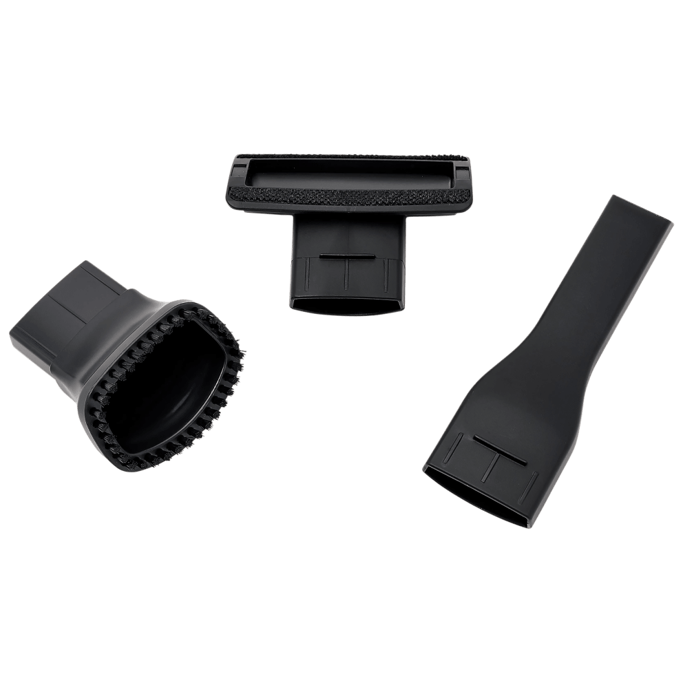 Attachments include Scrubbing Brush, Upholstery Tool, and Crevice Tool