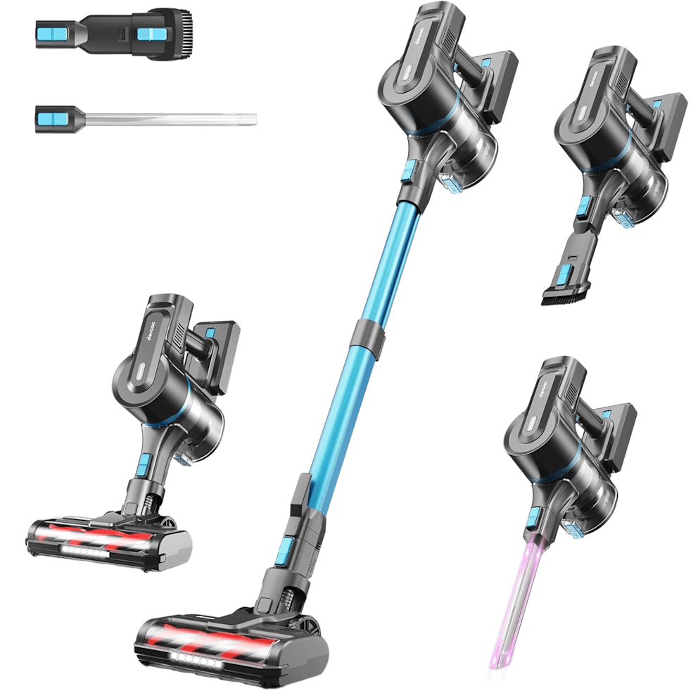 Versatile attachments clean floors, furniture, cars, and more
