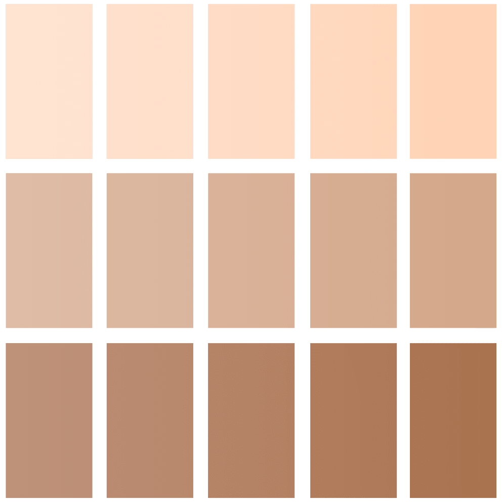 Skin Tone Chart: Suitable for all fair to warm tan skin tones