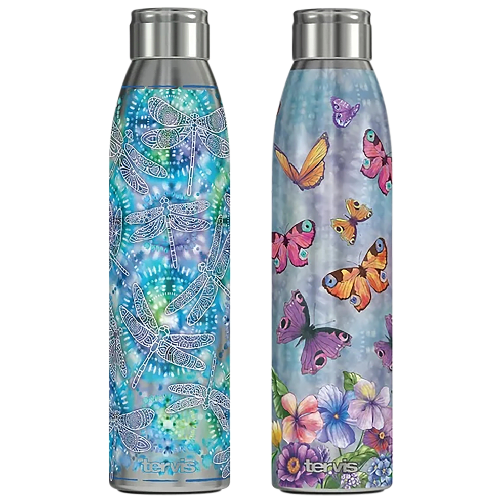 Blue Tie-Dye Dragonfly & Purple Butterfly Garden