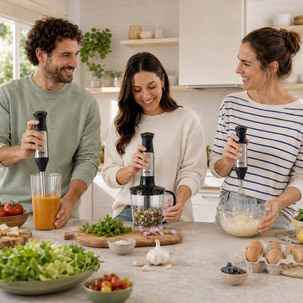 Versatile attachments handle blending, chopping, whisking, and more