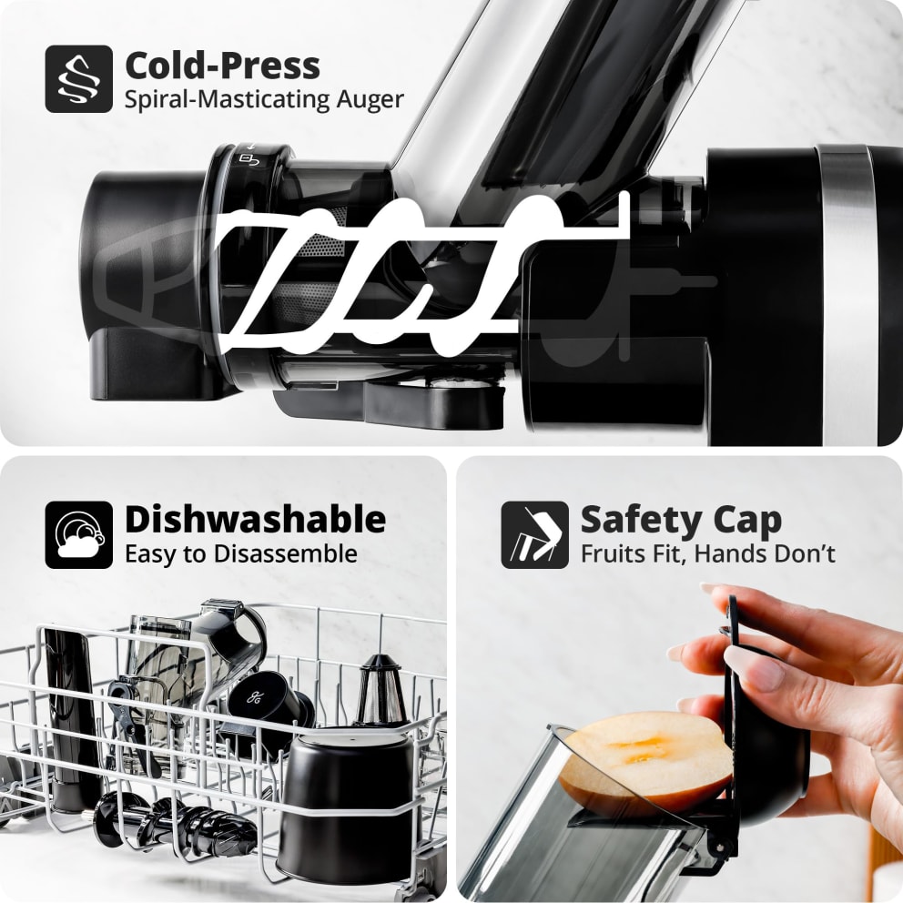 Compact design with safety features & dishwasher-safe parts