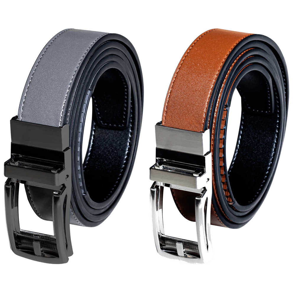 Black/Grey Strap with Black Buckle & Black/Cognac Strap with Silver Buckle