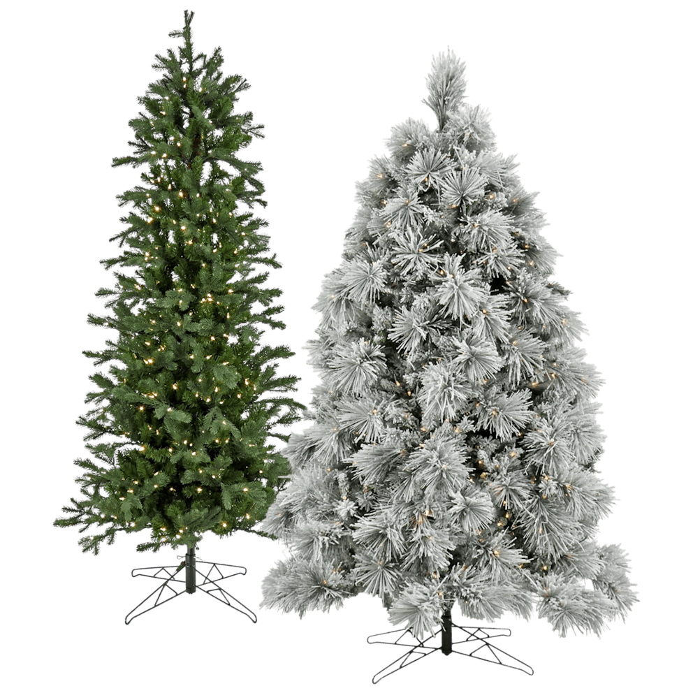 7.5 Foot Pre-Lit LED Trees in Two Different Styles