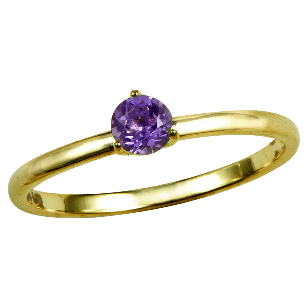 18k Gold Amethyst Solitaire