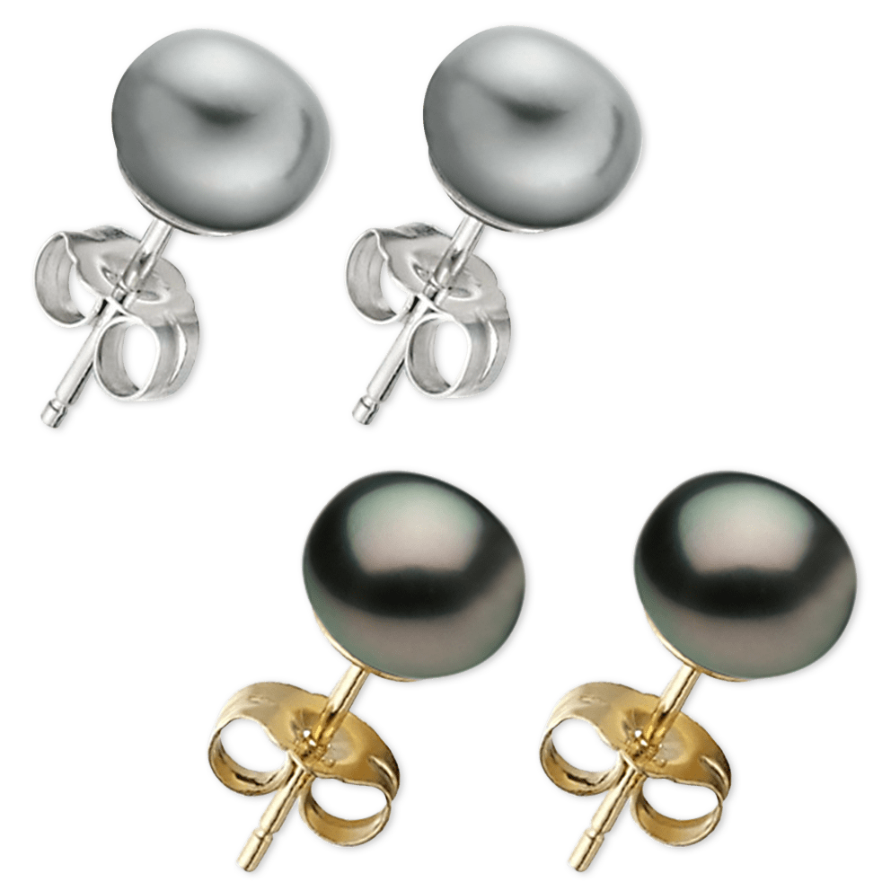Silver Pearls w/ White Gold & Black Pearls w/ Yellow Gold