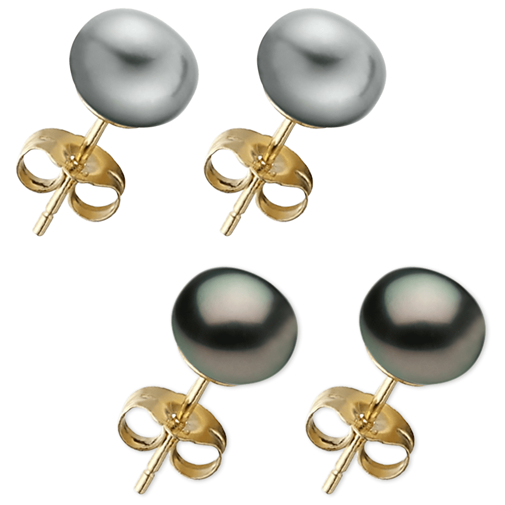 Silver and Black Pearls with Yellow Gold