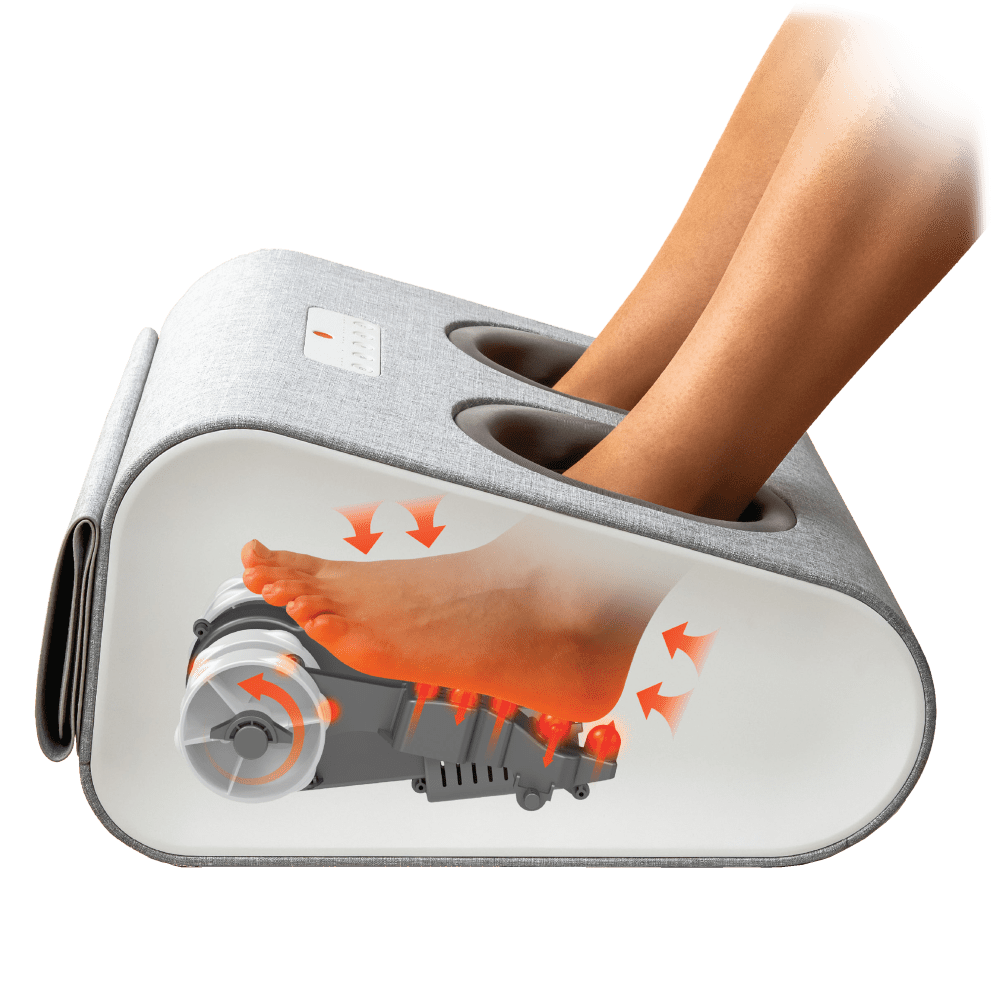 Rejuvenate tired feet as 12 built-in massage heads indulge them in a rolling shiatsu massage
