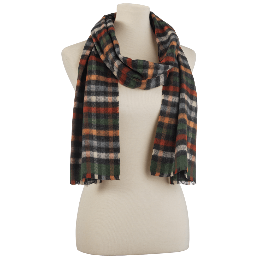 Cashmink Scarf Orange/Green Checkered