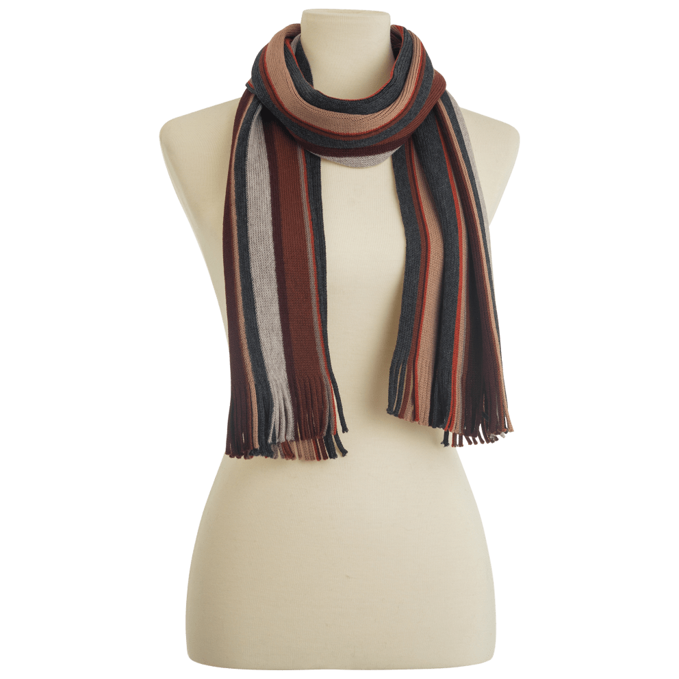 Wool Scarf Burgundy/Orange Stripe