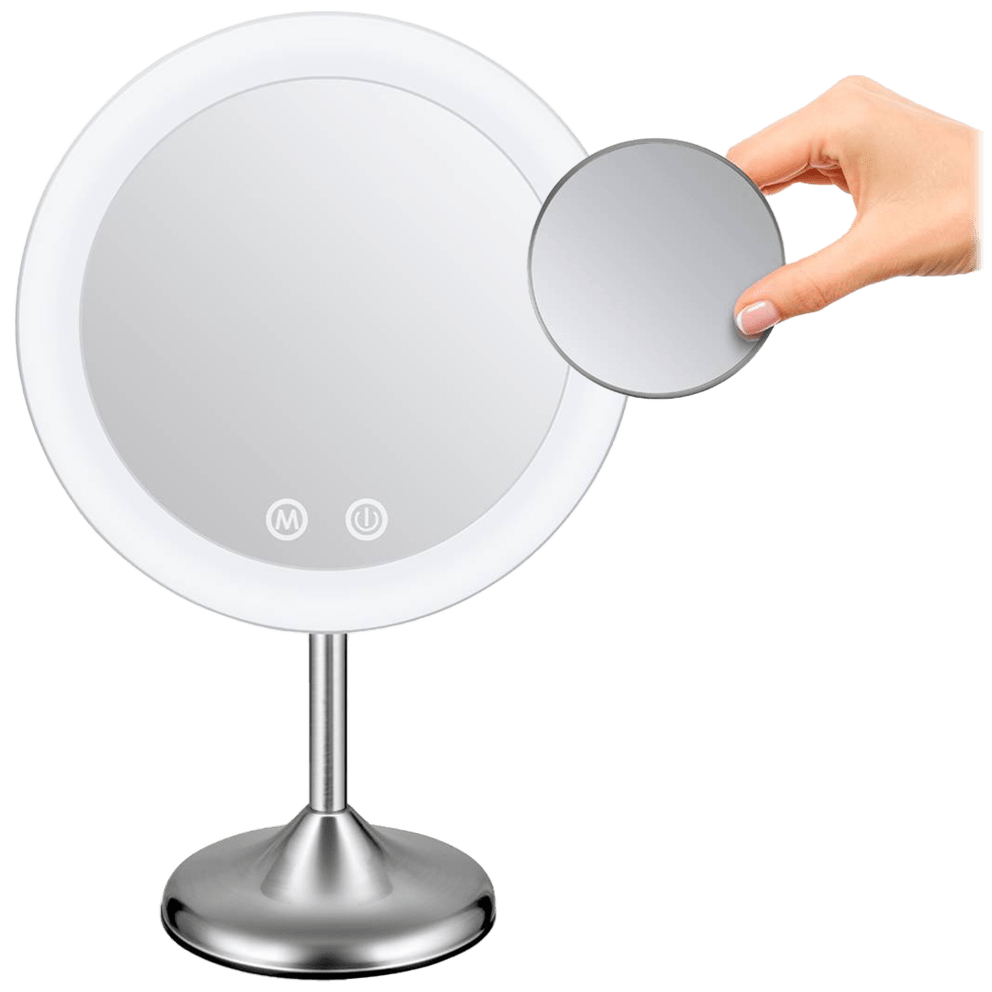 The magnetically attaching 10x magnification spot mirror gives you perfect precision when tweezing brows